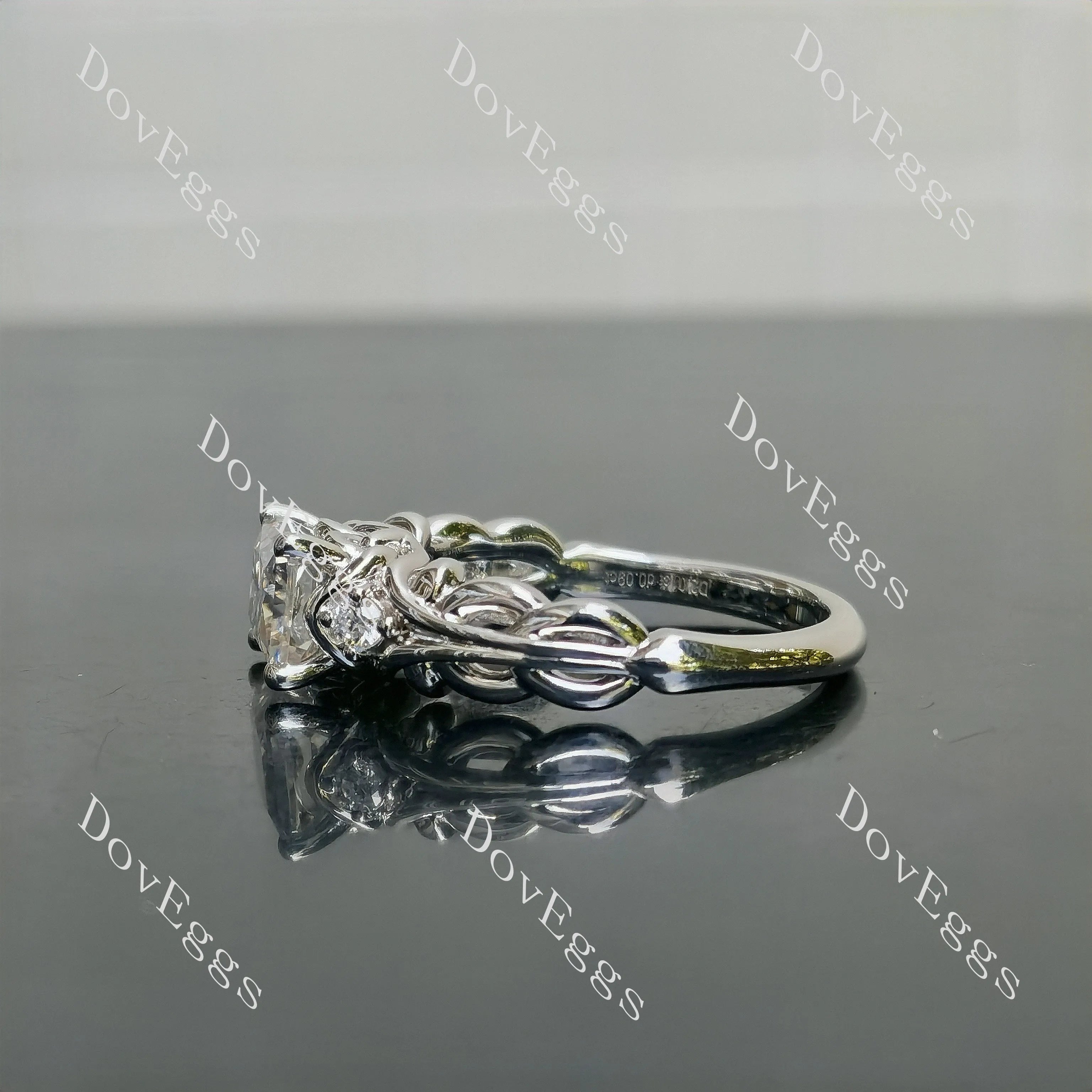 Radiant vintage side stones pattern braided moissanite engagement ring| DovEggs