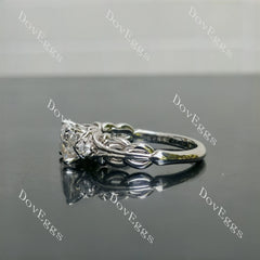 Radiant vintage side stones pattern braided moissanite engagement ring| DovEggs