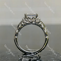 Radiant vintage side stones pattern braided moissanite engagement ring| DovEggs