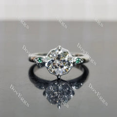 Octagon art deco side stones lab diamond engagement ring only semi-mount only(Exclusively to DovEggs Stones)