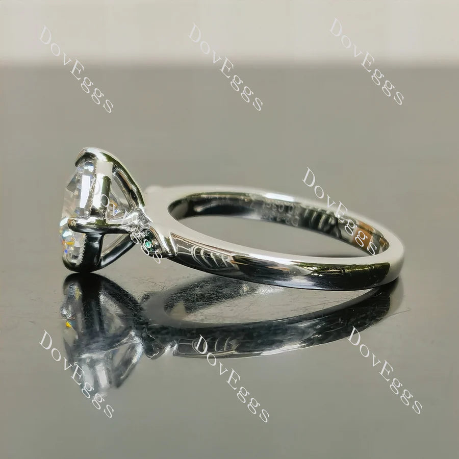 Octagon art deco side stones lab diamond engagement ring only semi-mount only(Exclusively to DovEggs Stones)