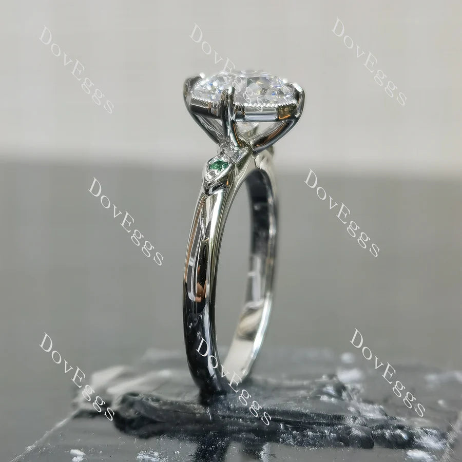 Octagon art deco side stones lab diamond engagement ring only semi-mount only(Exclusively to DovEggs Stones)