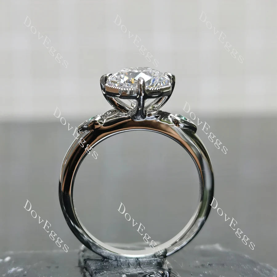 Octagon art deco side stones lab diamond engagement ring only semi-mount only(Exclusively to DovEggs Stones)