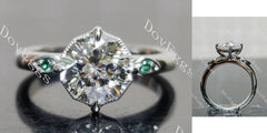 Octagon art deco side stones lab diamond engagement ring only semi-mount only(Exclusively to DovEggs Stones)