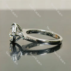 Octagon art deco side stones moissanite engagement ring| DovEggs