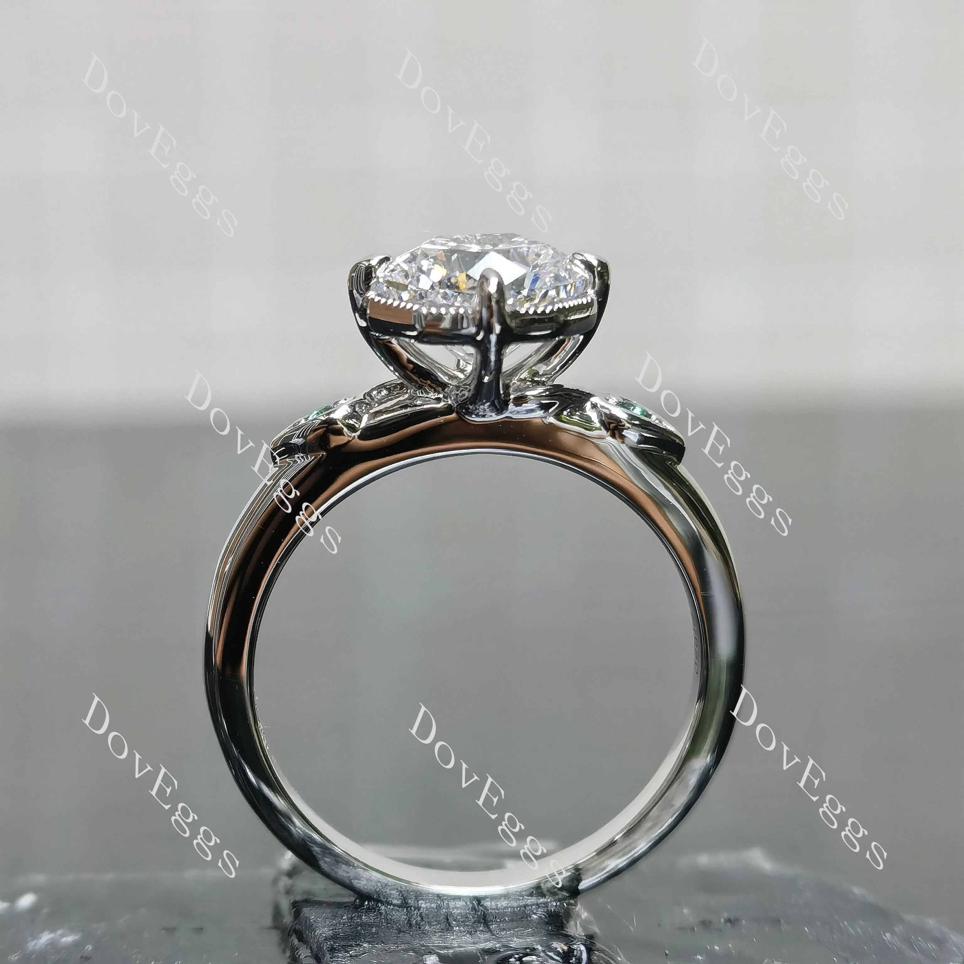 Octagon art deco side stones moissanite engagement ring| DovEggs