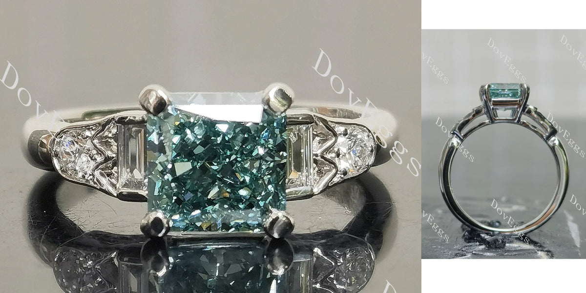 Art deco side stones engagement ring only semi-mount only(Exclusively to DovEggs Stones)
