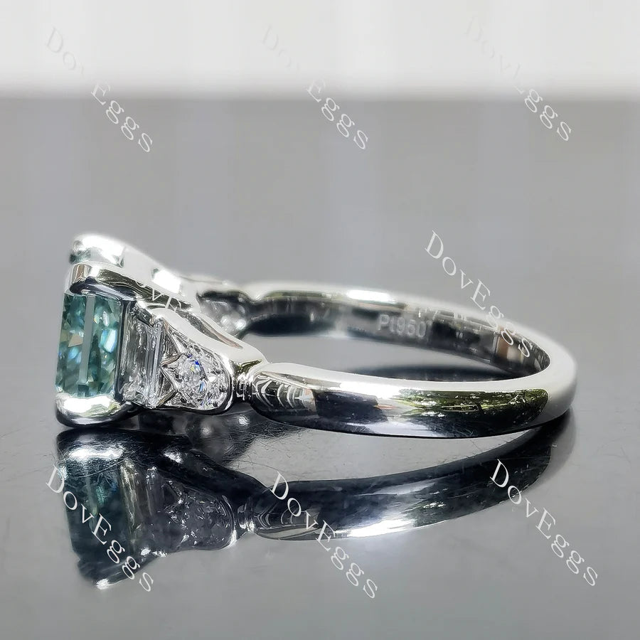 Art deco side stones engagement ring only semi-mount only(Exclusively to DovEggs Stones)