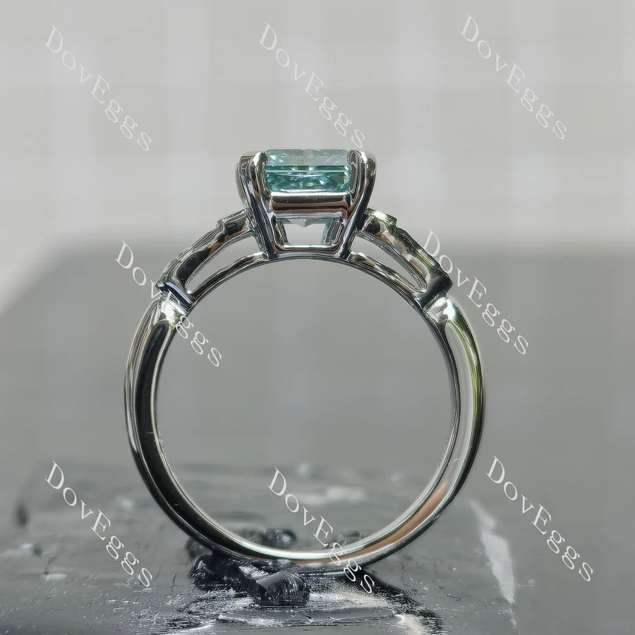Art deco side stones engagement ring only semi-mount only(Exclusively to DovEggs Stones)