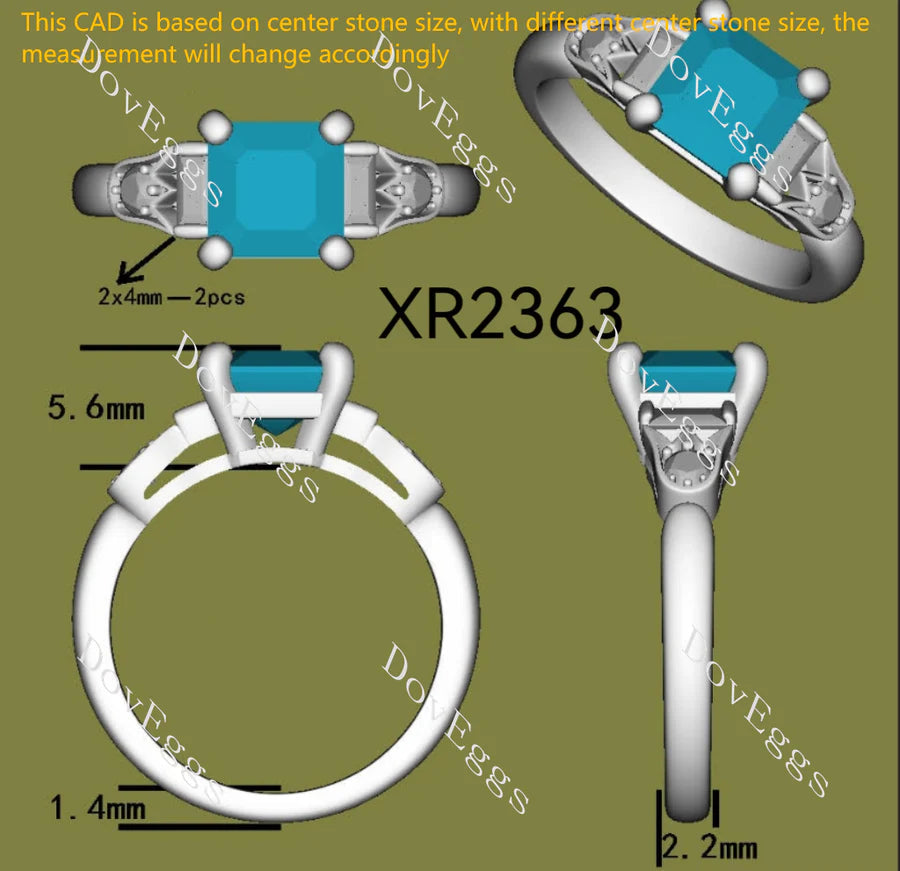 Art deco side stones engagement ring only semi-mount only(Exclusively to DovEggs Stones)