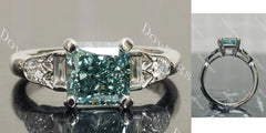 Radiant art deco side stones moissanite engagement ring| DovEggs