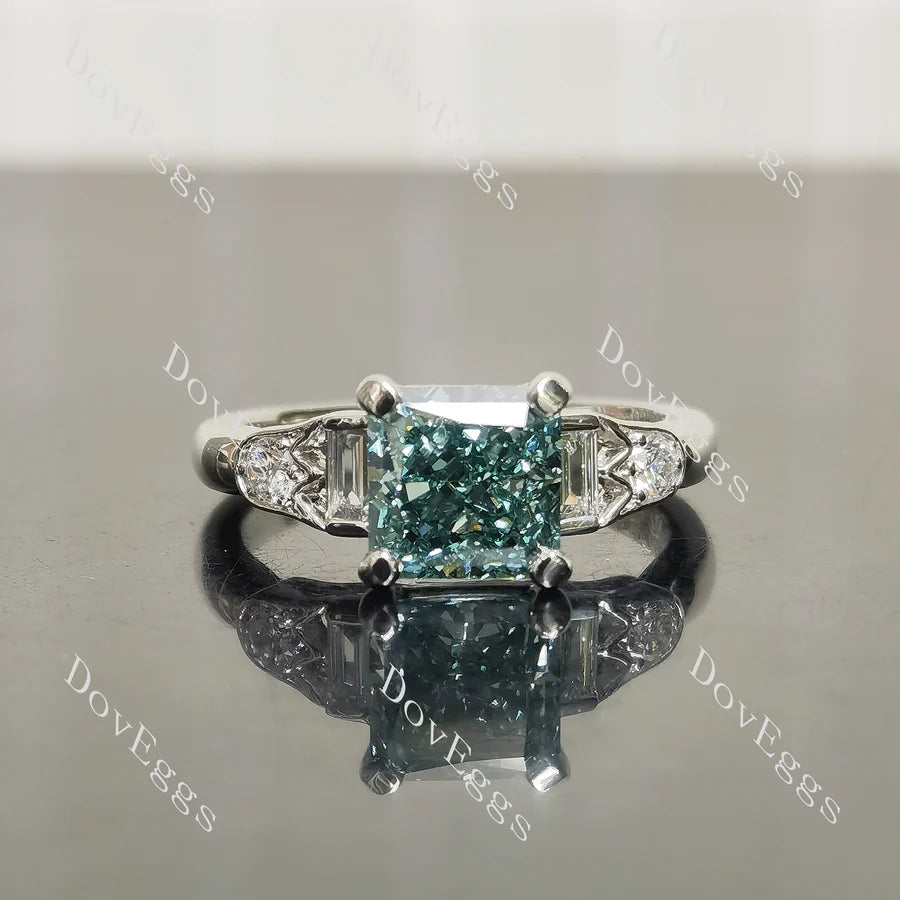 Art deco side stones engagement ring only semi-mount only(Exclusively to DovEggs Stones)