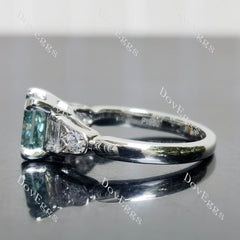 Radiant art deco side stones moissanite engagement ring| DovEggs