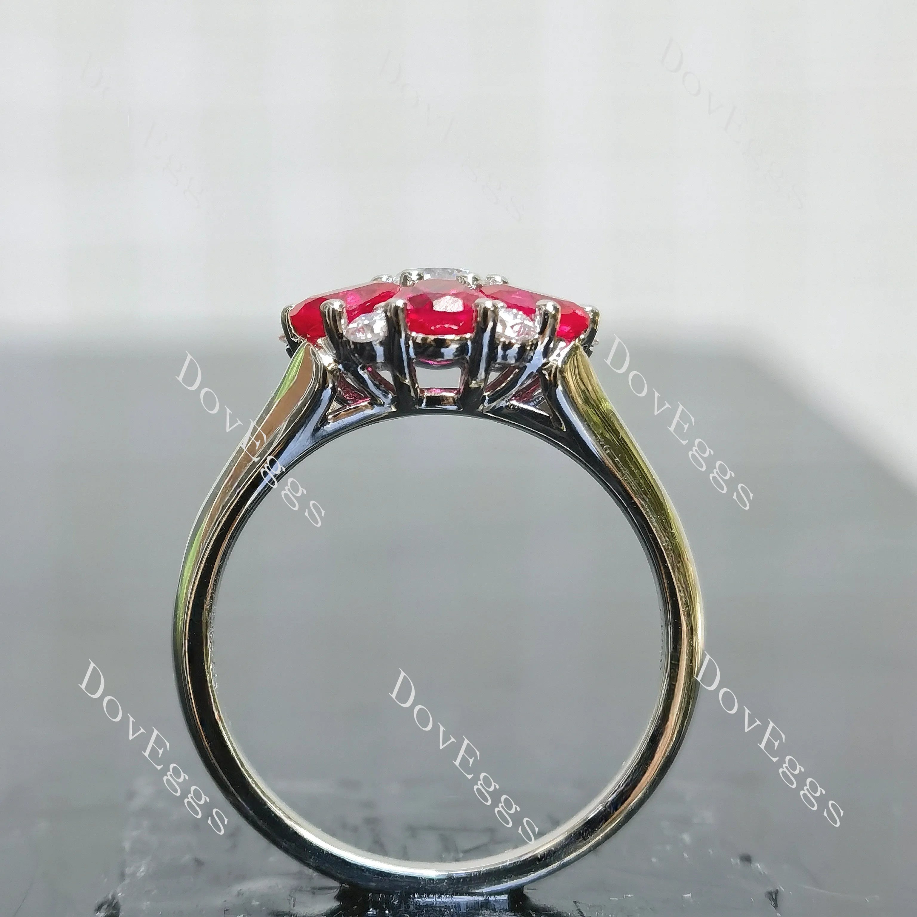 Round oval floral colored gem/moissanite engagement ring/wedding band| Doveggs
