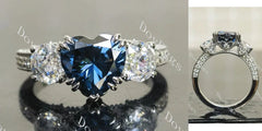 Three stones pave vintage lab diamond engagement ring only semi-mount only(Exclusively to DovEggs Stones)