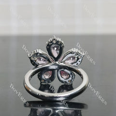 The Cherry Blossom Ring by Angel- Pear floral art deco colored gem engagement ring/wedding band| Doveggs