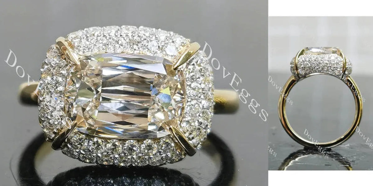 A girl's best friend-Cushion multi layer halo lab diamond engagement ring only semi-mount only(Exclusively to DovEggs Stones)