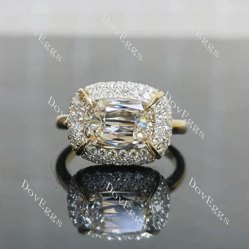 A girl's best friend-Cushion multi layer halo lab diamond engagement ring only semi-mount only(Exclusively to DovEggs Stones)