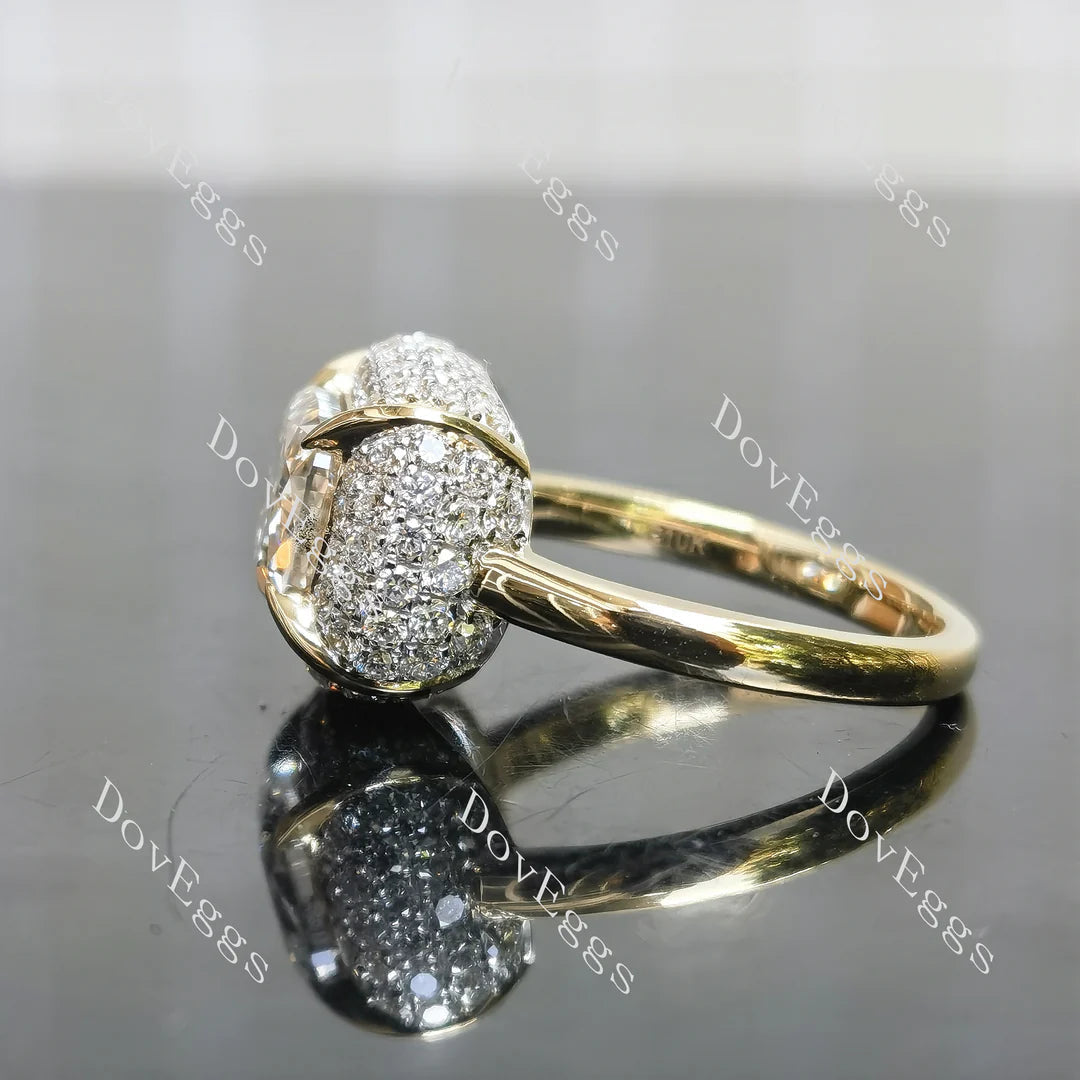 A girl's best friend-Cushion multi layer halo lab diamond engagement ring only semi-mount only(Exclusively to DovEggs Stones)