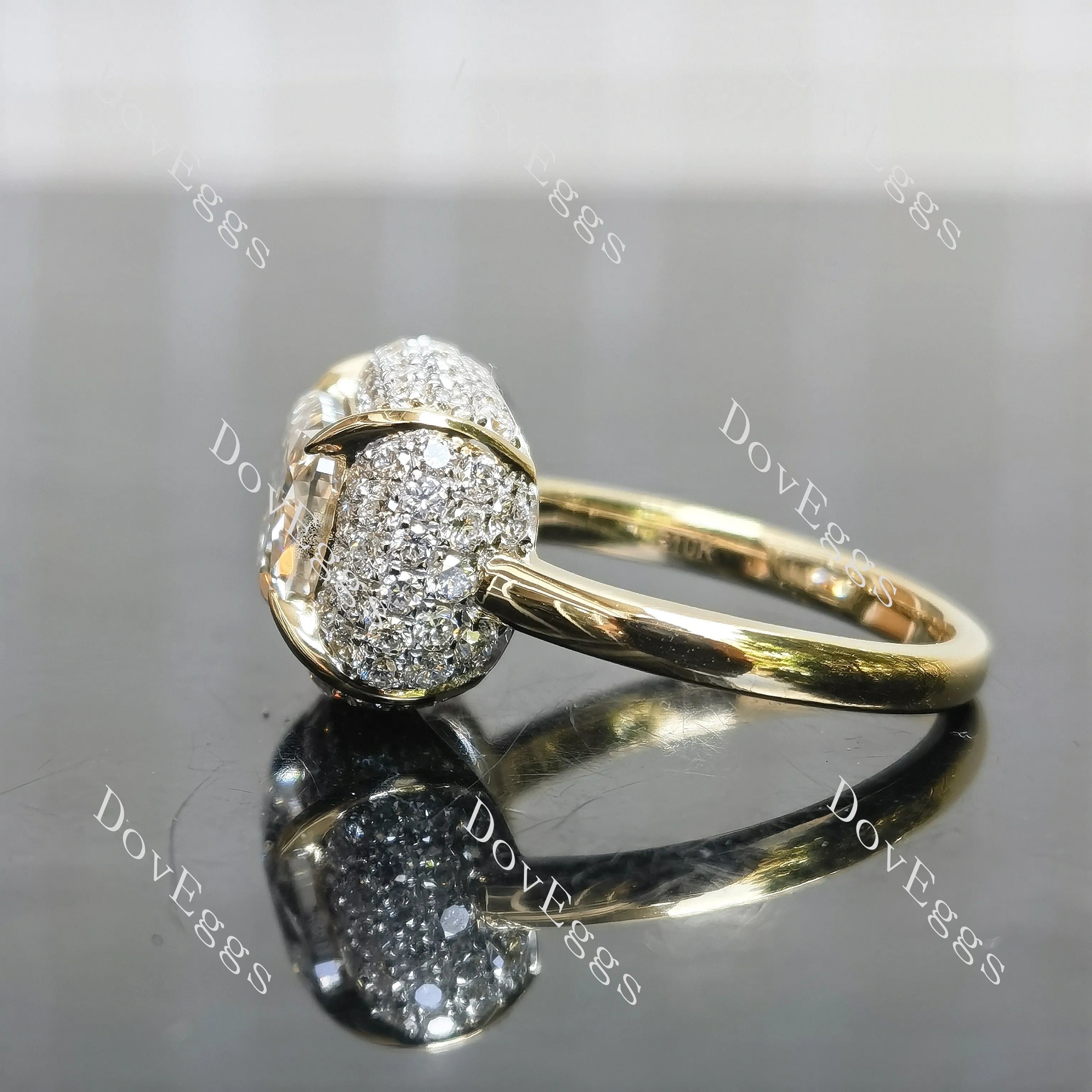 A girl's best friend-Cushion multi layer halo moissanite engagement ring| DovEggs
