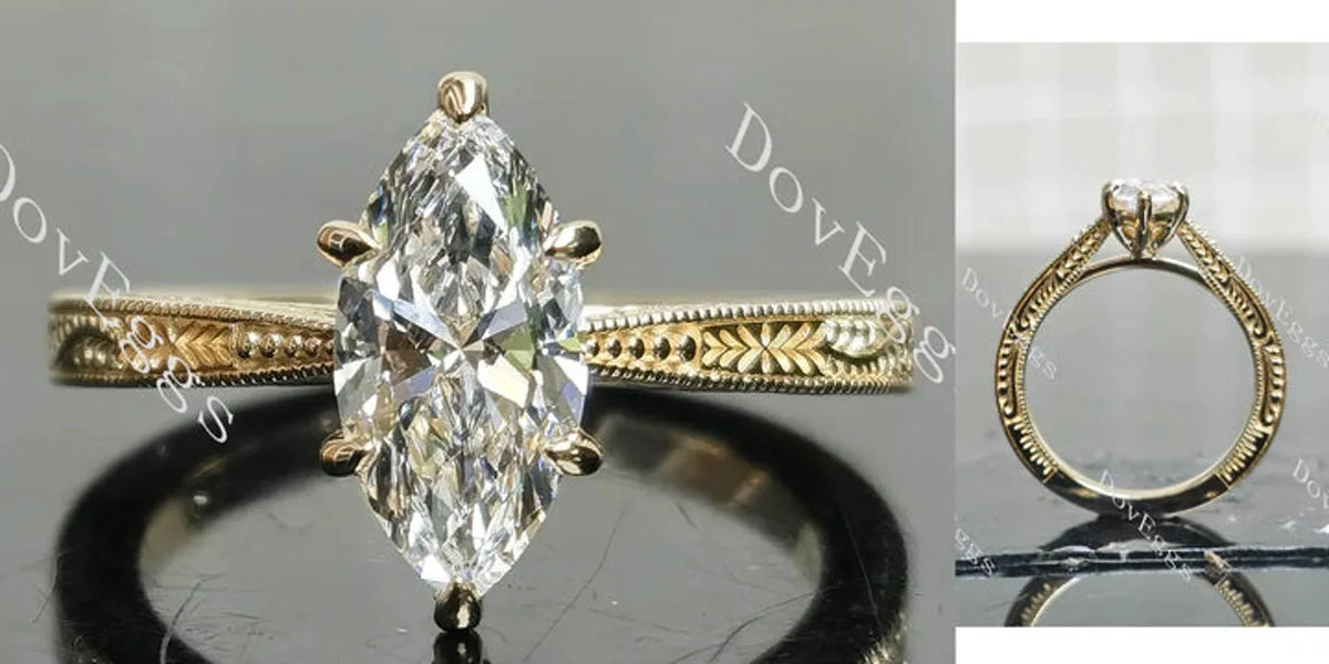 Solitaire carving lab diamond engagement ring only semi-mount only(Exclusively to DovEggs Stones)