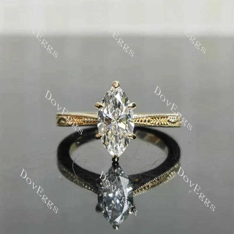 Solitaire carving lab diamond engagement ring only semi-mount only(Exclusively to DovEggs Stones)