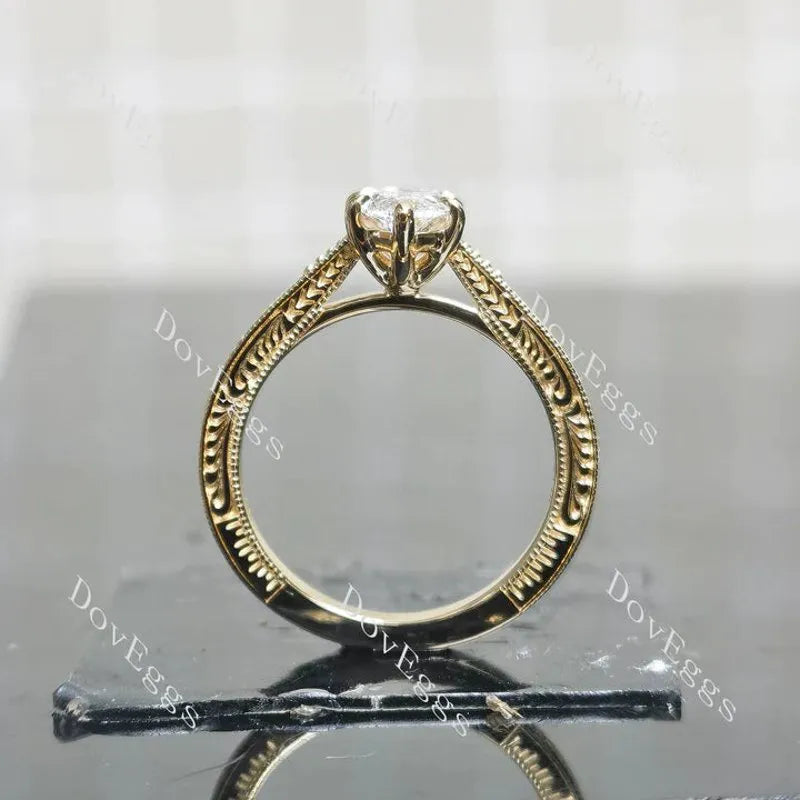 Solitaire carving lab diamond engagement ring only semi-mount only(Exclusively to DovEggs Stones)