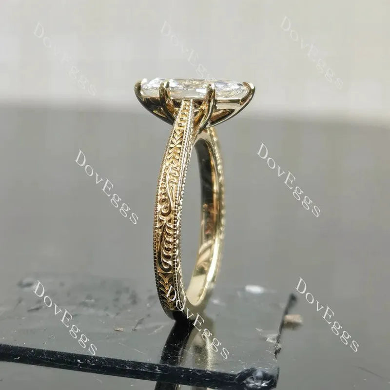 Solitaire carving lab diamond engagement ring only semi-mount only(Exclusively to DovEggs Stones)