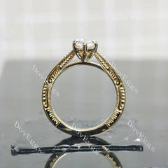 Marquise solitaire carving moissanite engagement ring| DovEggs