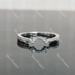 Round princess pave vintage moissanite wedding band-2.3mm band width| Doveggs