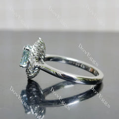 Halo side stones lab diamond engagement ring only semi-mount only(Exclusively to DovEggs Stones)