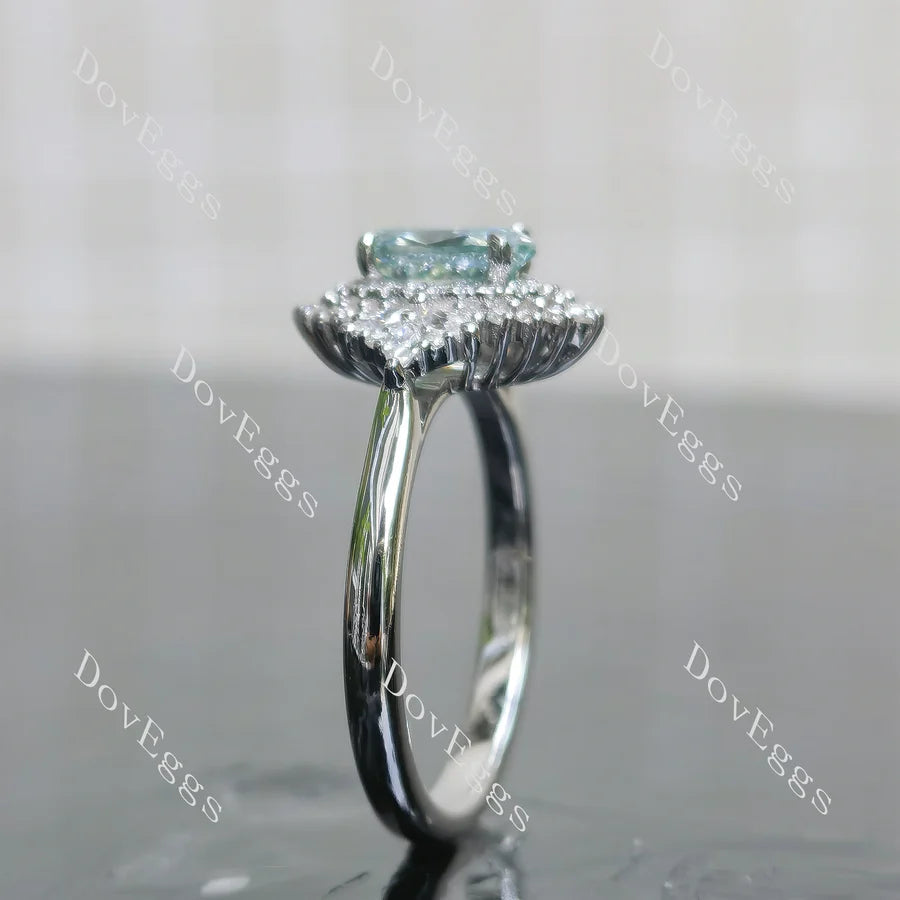 Halo side stones lab diamond engagement ring only semi-mount only(Exclusively to DovEggs Stones)