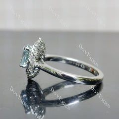 Oval halo side stones colored moissanite engagement ring| DovEggs