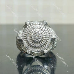 Round hip hop pave halo moissanite wedding band/Men's ring| Doveggs