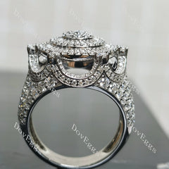 Round hip hop pave halo moissanite wedding band/Men's ring| Doveggs