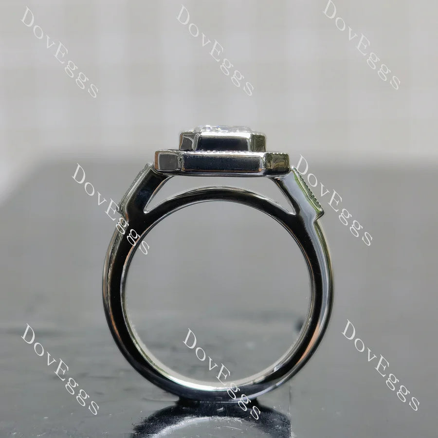 Pave halo lab diamond engagement ring only semi-mount only(Exclusively to DovEggs Stones)