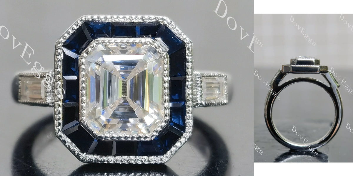 Krupp cut halo moissanite engagement ring| DovEggs