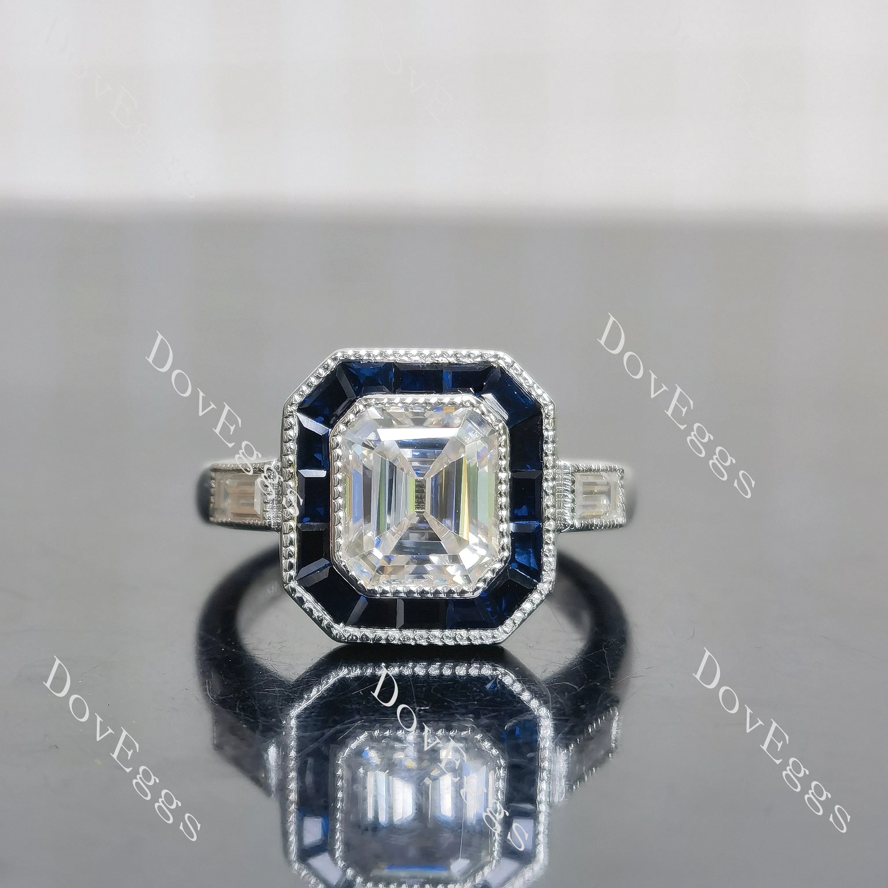 Krupp cut halo moissanite engagement ring| DovEggs