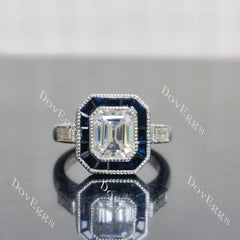 Krupp cut halo moissanite engagement ring| DovEggs