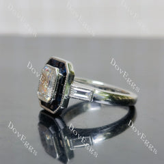 Krupp cut halo moissanite engagement ring| DovEggs