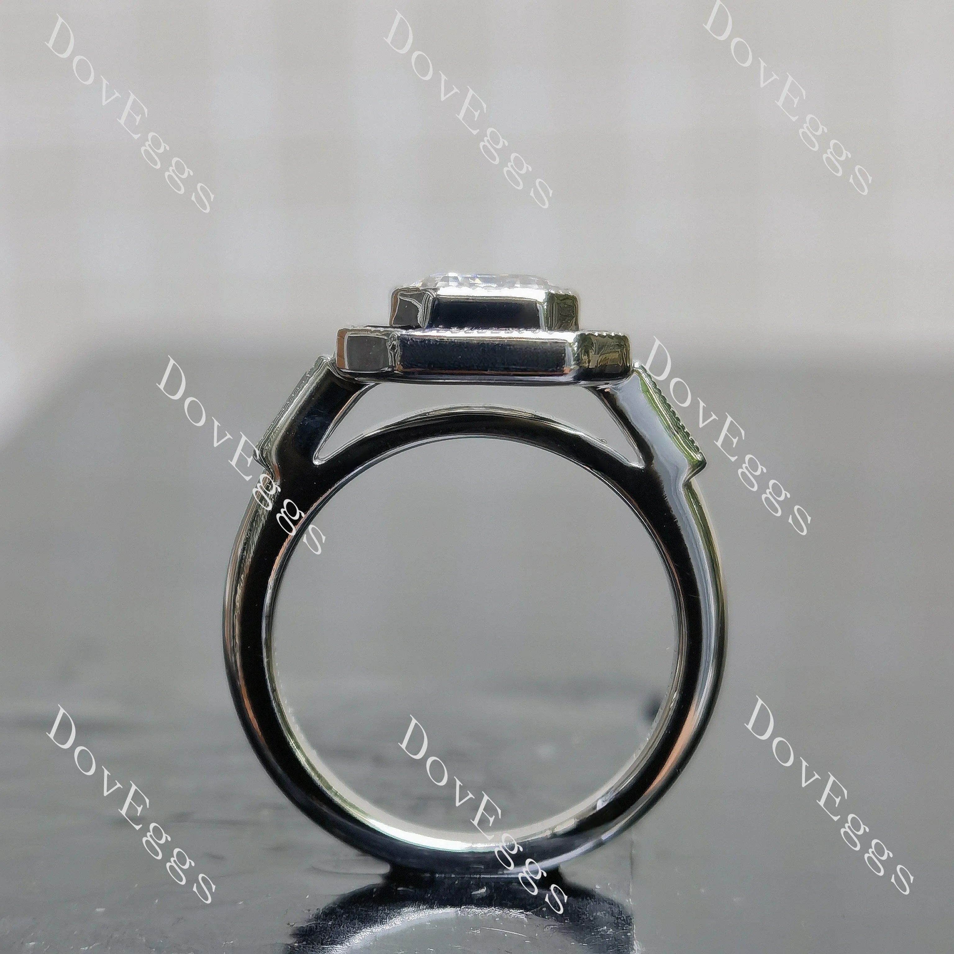 Krupp cut halo moissanite engagement ring| DovEggs