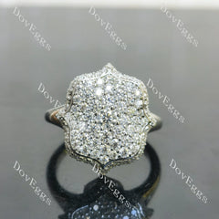 Round lotus art deco moissanite/lab grown diamond engagement ring| Doveggs