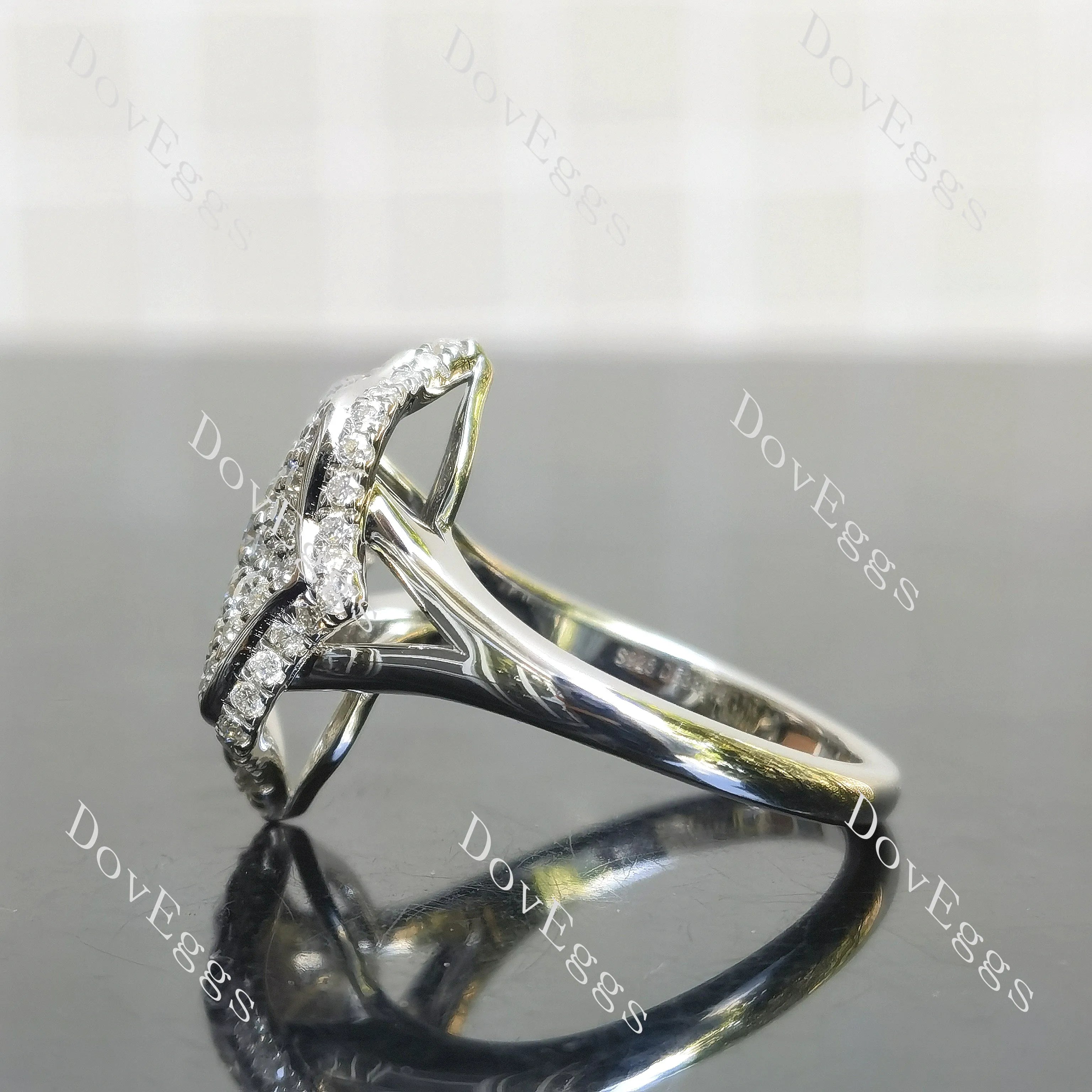 Round lotus art deco moissanite/lab grown diamond engagement ring| Doveggs