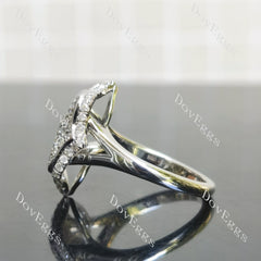Round lotus art deco moissanite/lab grown diamond engagement ring| Doveggs