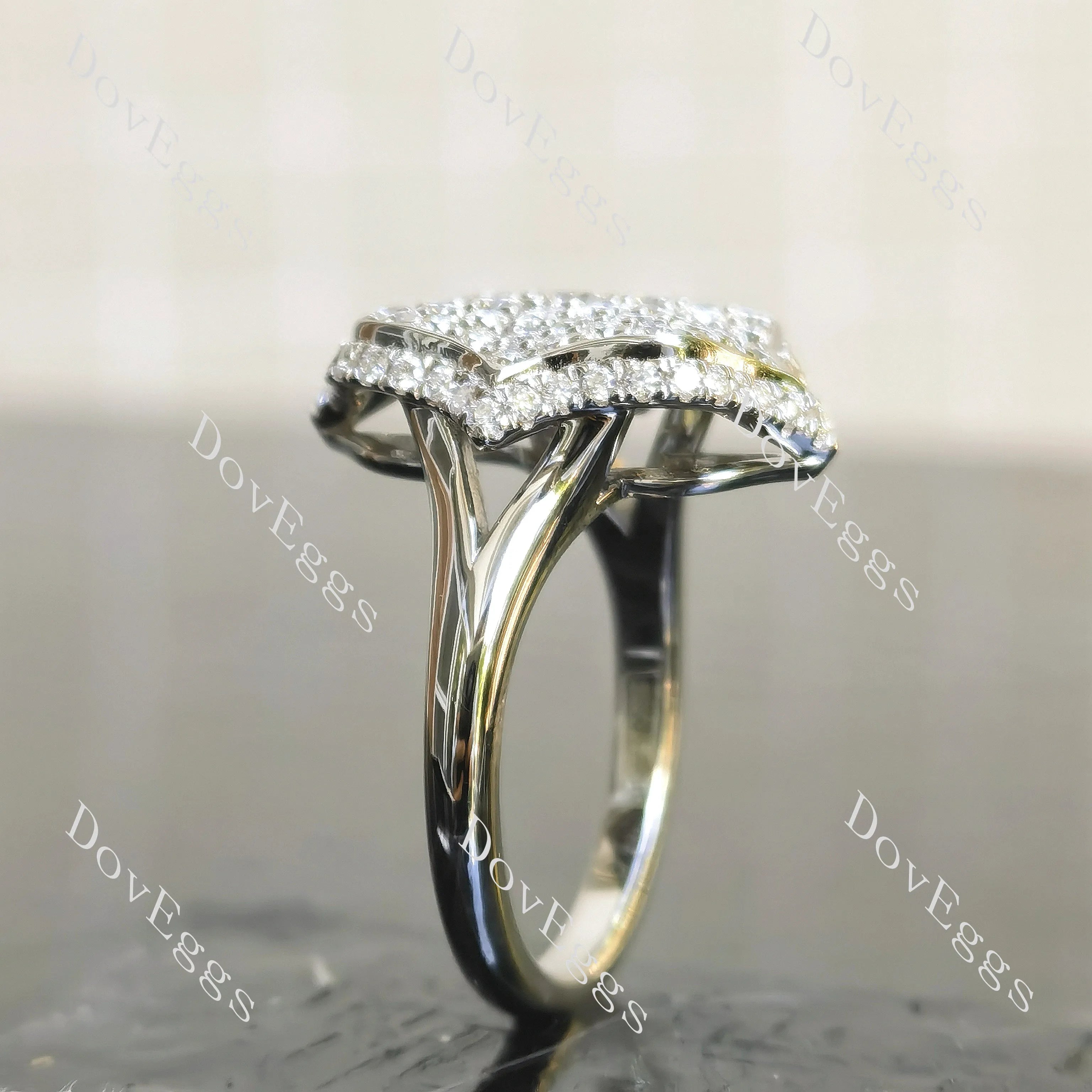 Round lotus art deco moissanite/lab grown diamond engagement ring| Doveggs