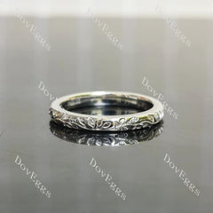 Round brilliant earth verdure engraved full eternity moissanite wedding band-2.5mm band width| Doveggs