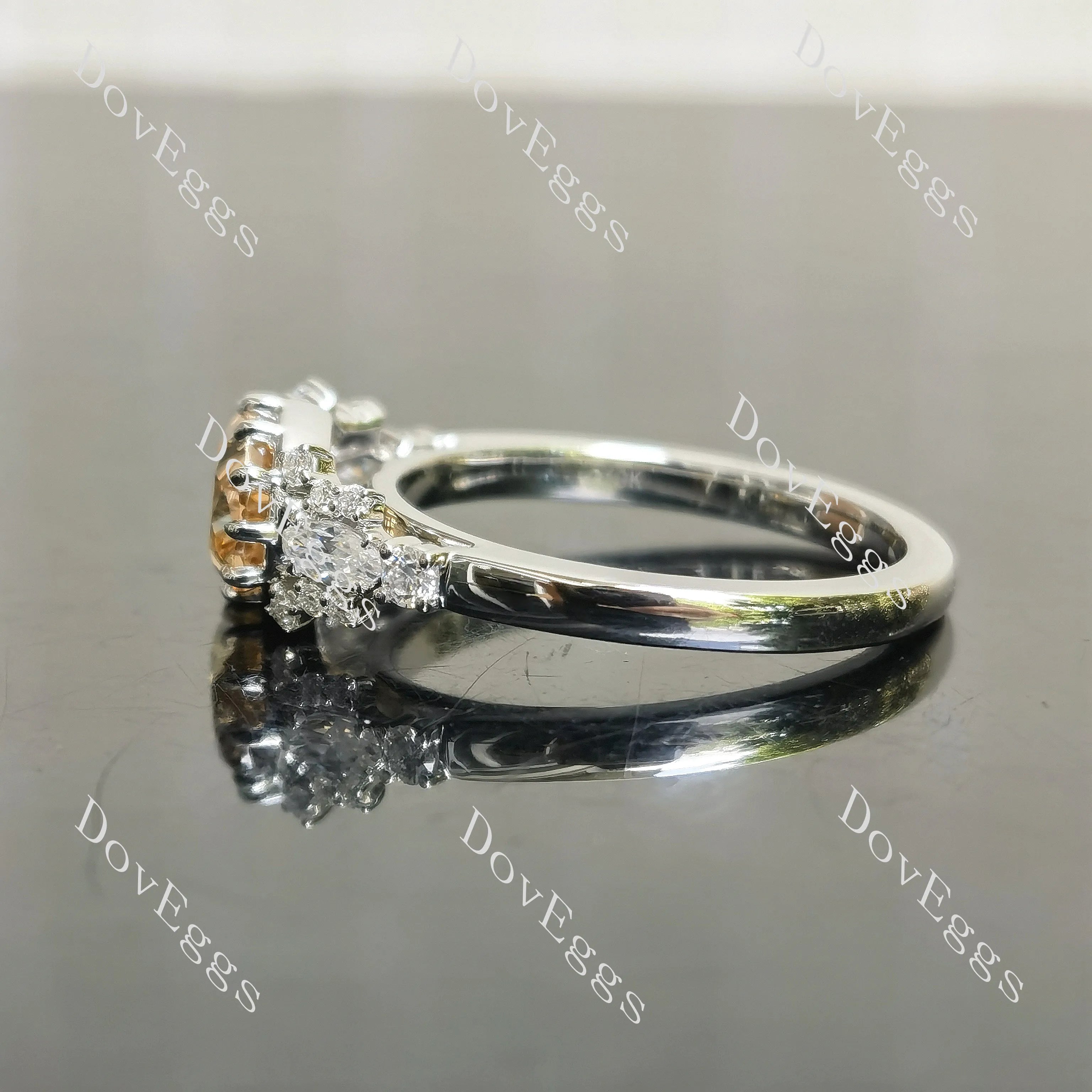 Pave vintage lab diamond engagement ring only semi-mount only(Exclusively to DovEggs Stones)