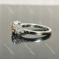 Oval pave vintage moissanite engagement ring| DovEggs