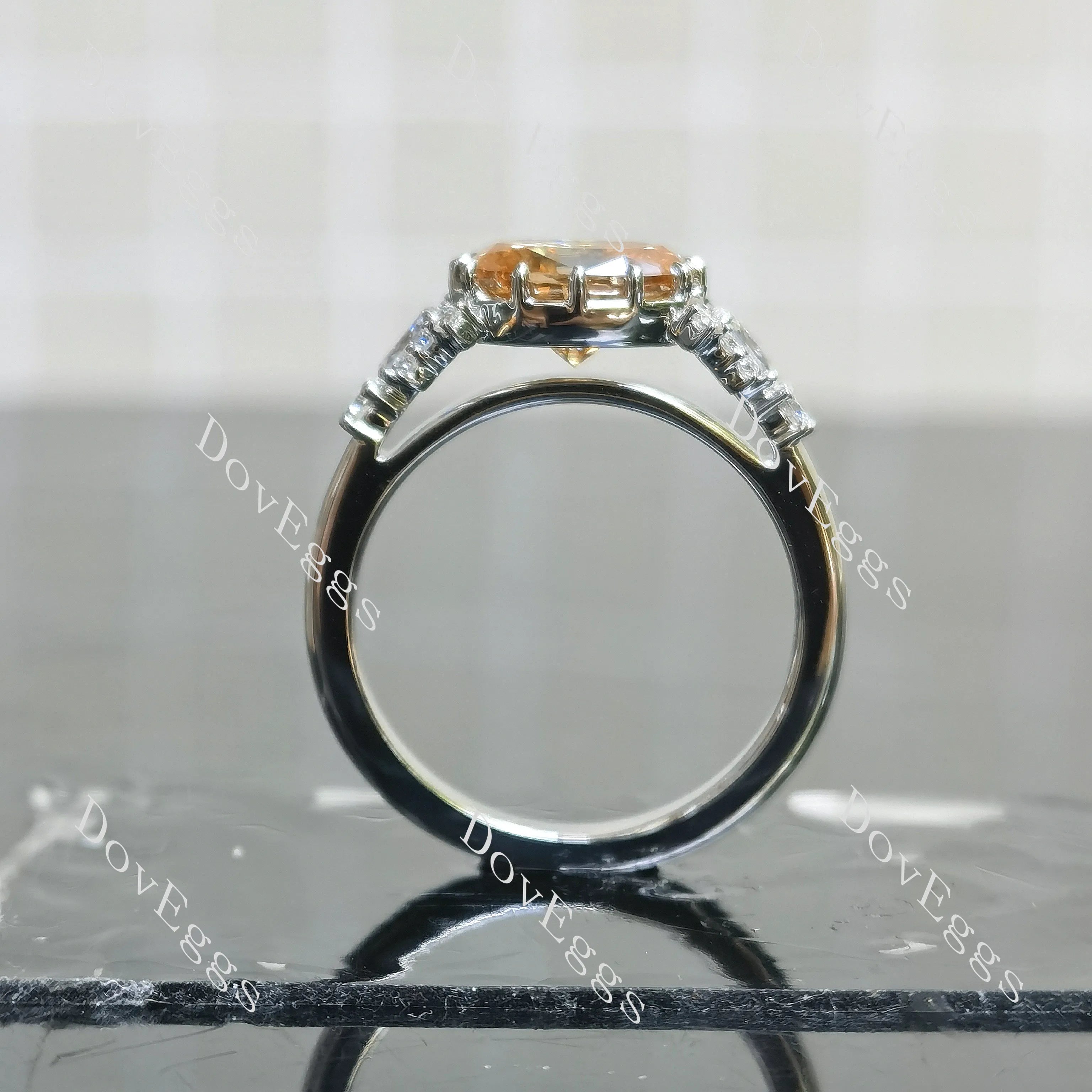 Pave vintage lab diamond engagement ring only semi-mount only(Exclusively to DovEggs Stones)
