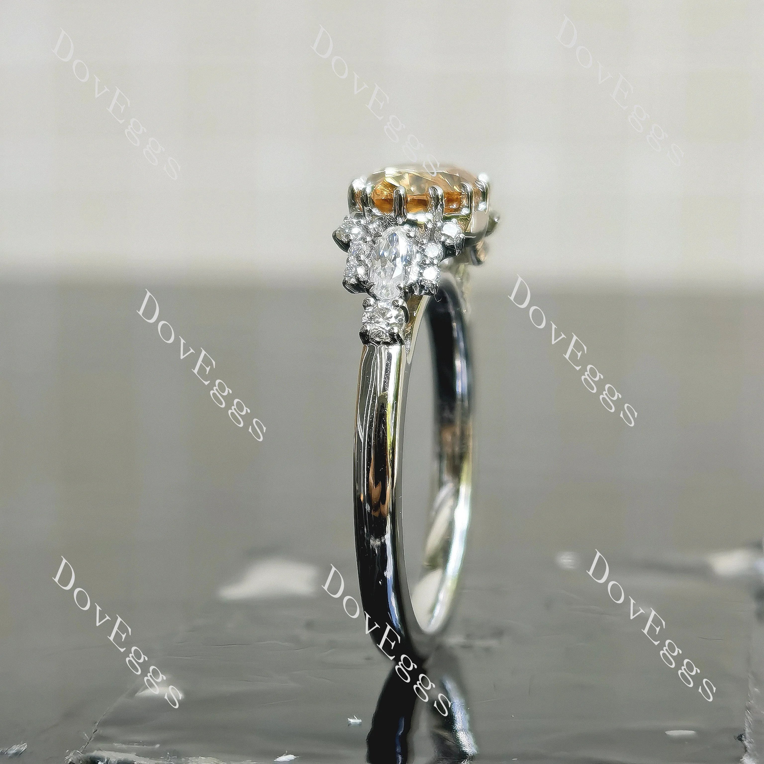 Pave vintage lab diamond engagement ring only semi-mount only(Exclusively to DovEggs Stones)